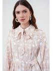 Robe à col de chemise à motifs à pois E-0401