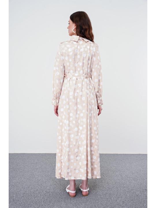 Robe à col de chemise à motifs à pois E-0401