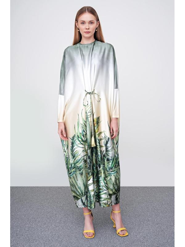 Robe longue détaillée à motifs floraux E-0381
