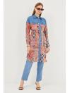 Tunique longue à motifs col chemise T-1441