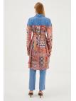 Tunique longue à motifs col chemise T-1441