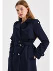 Trench-coat bleu marine détaillé 13429