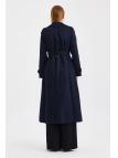 Trench-coat bleu marine détaillé 13429