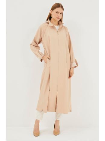Trench-coat noir détaillé à poche à capuche 13454