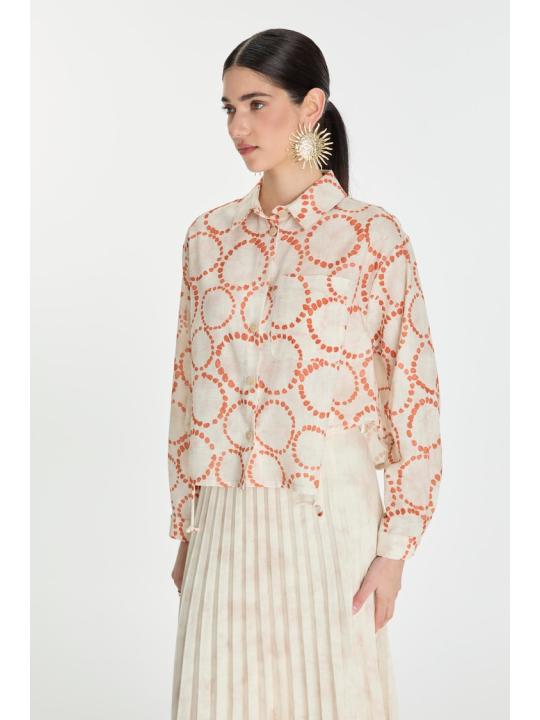 Chemise  détaillée à poche à motifs G-0081