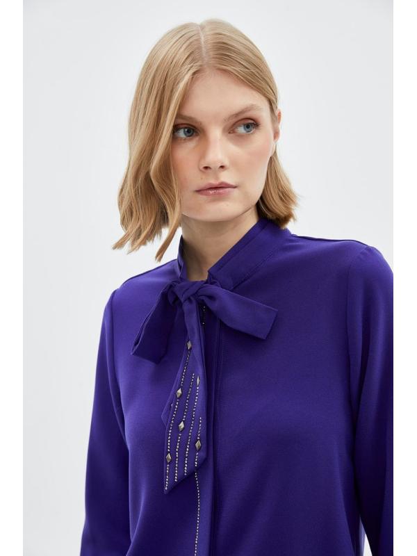 Chemise à manches longues à col noeud G-0088