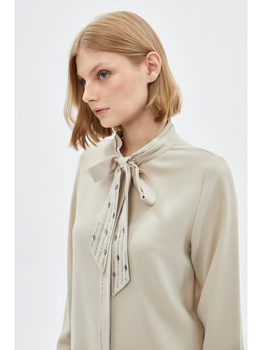 Chemise à manches longues à col noeud G-0088