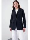 Veste blazer écrue à double boutonnage à simple bouton C-0070