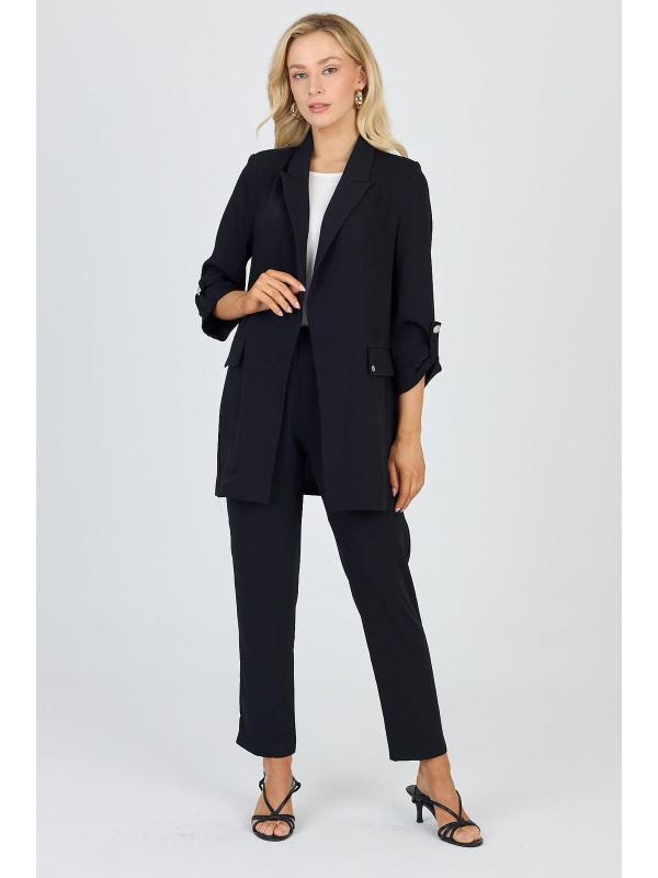 Veste beige à double boutonnage avec poches C-0145