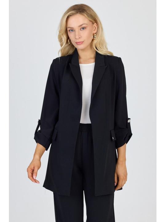 Veste beige à double boutonnage avec poches C-0145