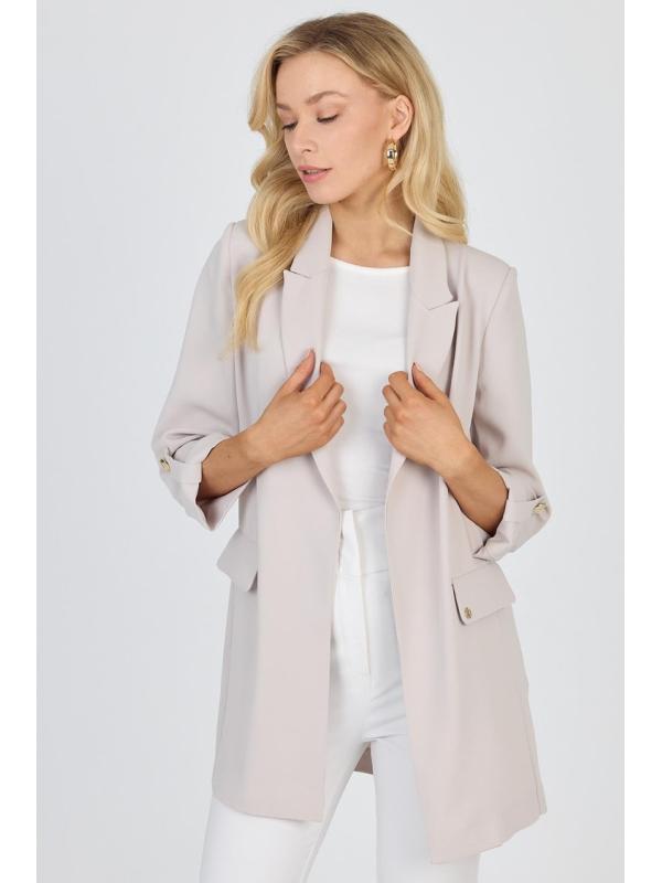 Veste beige à double boutonnage avec poches C-0145