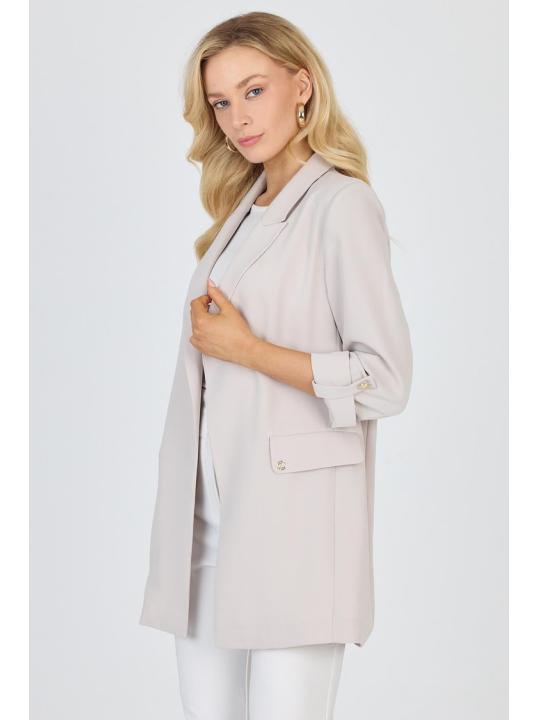Veste beige à double boutonnage avec poches C-0145