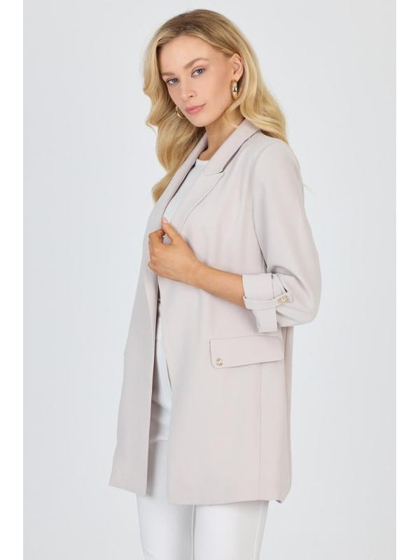 Veste beige à double boutonnage avec poches C-0145