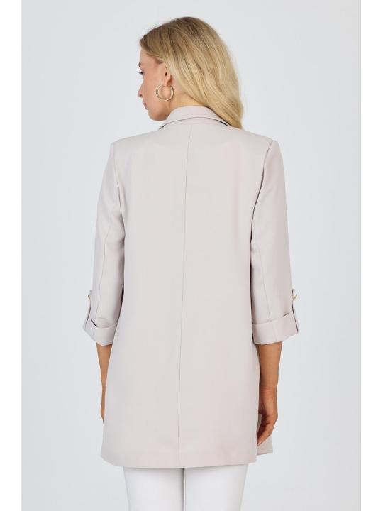 Veste beige à double boutonnage avec poches C-0145