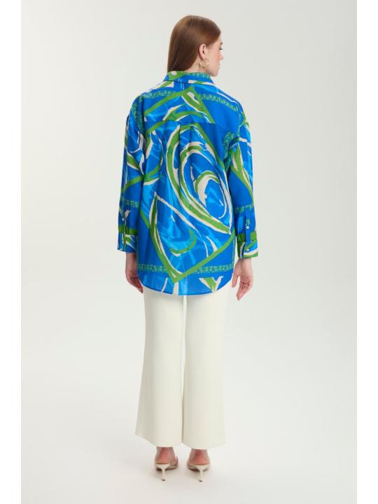 Chemise bleue à motifs G-0100
