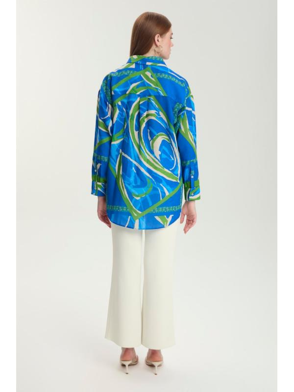 Chemise bleue à motifs G-0100