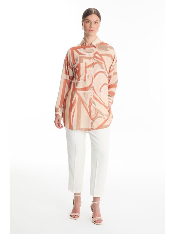 Chemise bleue à motifs G-0100