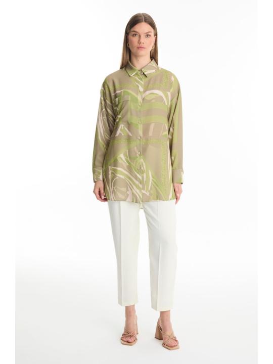 Chemise bleue à motifs G-0100