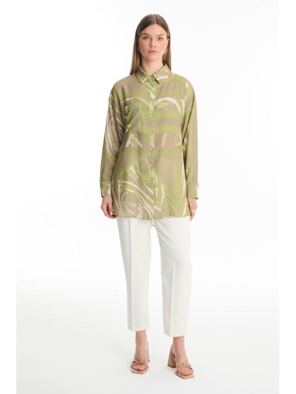 Chemise bleue à motifs G-0100
