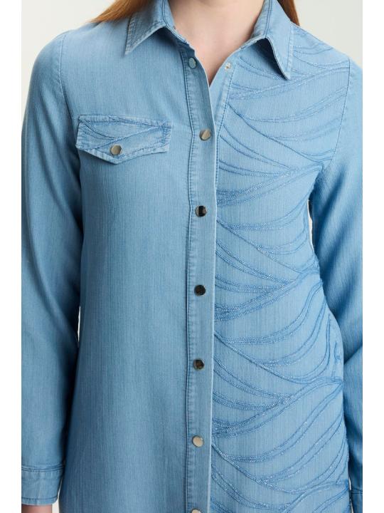 Tunique longue en denim à motifs T-1556