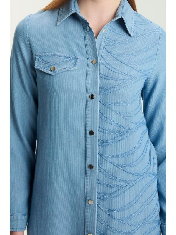 Tunique longue en denim à motifs T-1556