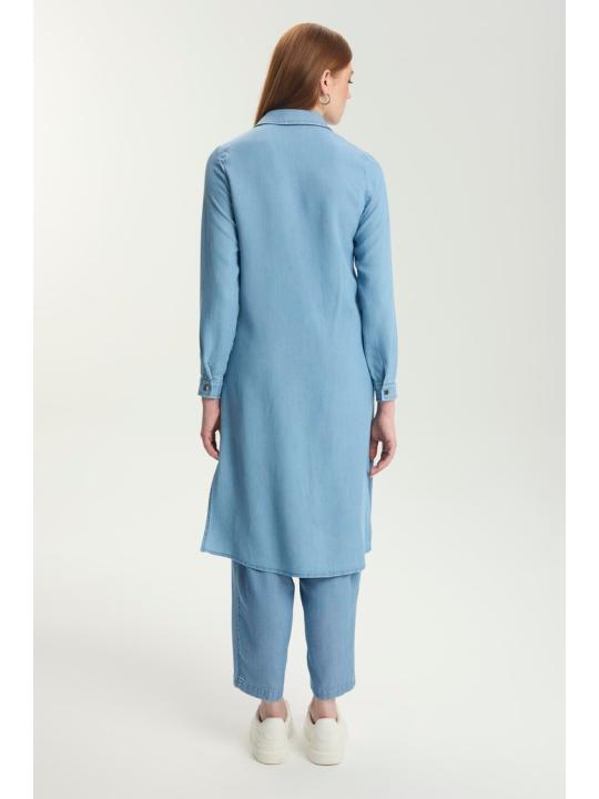 Tunique longue en denim à motifs T-1556