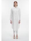 Tunique longue à col chemise avec détails de manches en dentelle T-1575