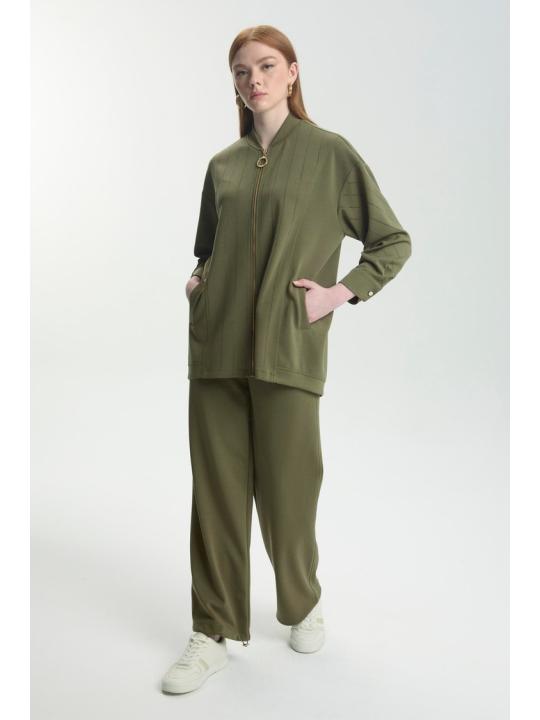 Ensemble de la pierre zippé en vert kaki détaillé Double Set TK-1456