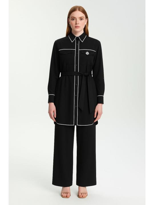 Ensemble deux pièces avec garnitures contrastées TK-1501