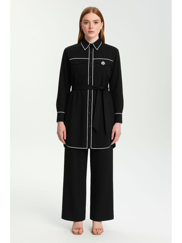 Ensemble deux pièces avec garnitures contrastées TK-1501