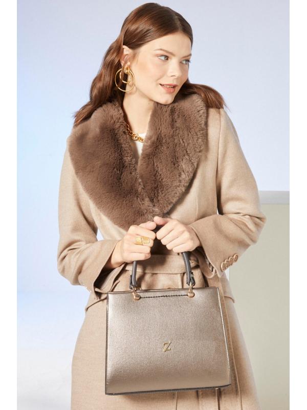 Sac à bandoulière et à manches en cuir anthracite Z0302