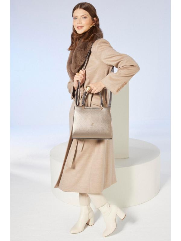 Sac à bandoulière et à manches en cuir anthracite Z0302