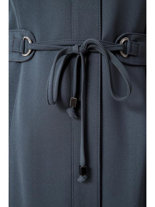 Manteau à col haut noué à la taille fumée 13400