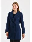 La poche à col double boutonnage Veste noire détaillée C-0024