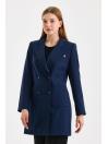 La poche à col double boutonnage Veste noire détaillée C-0024