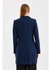 La poche à col double boutonnage Veste noire détaillée C-0024