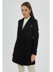 La poche à col double boutonnage Veste noire détaillée C-0024