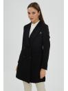 La poche à col double boutonnage Veste noire détaillée C-0024