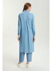 Tunique longue en denim à paillettes T-1572 avec bouton caché
