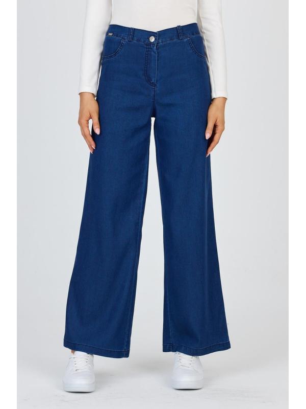 Pantalon large en denim bleu marine P-0136