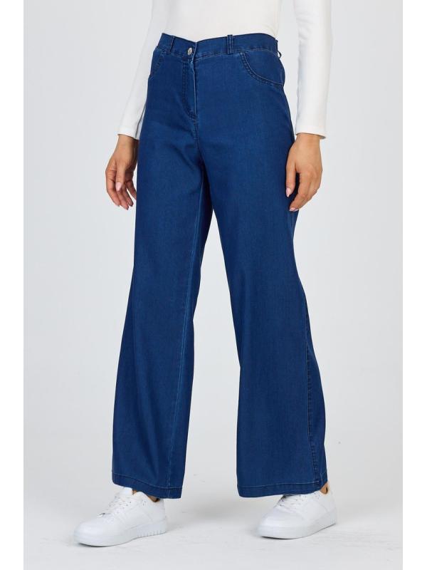 Pantalon large en denim bleu marine P-0136