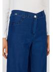 Pantalon large en denim bleu marine P-0136