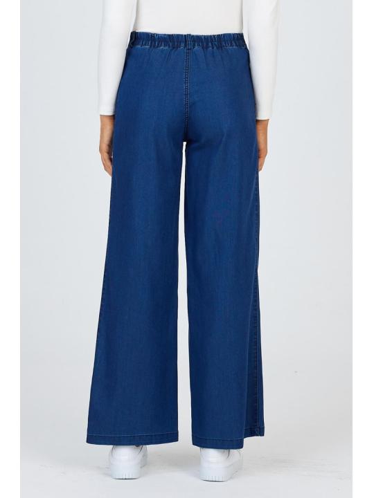 Pantalon large en denim bleu marine P-0136