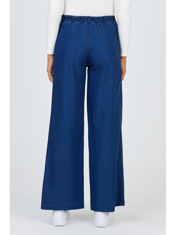 Pantalon large en denim bleu marine P-0136
