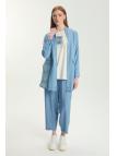 Ensemble veste en jean coupe décontractée bleu clair et t-shirt imprimé TK-1577