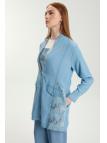 Ensemble veste en jean coupe décontractée bleu clair et t-shirt imprimé TK-1577