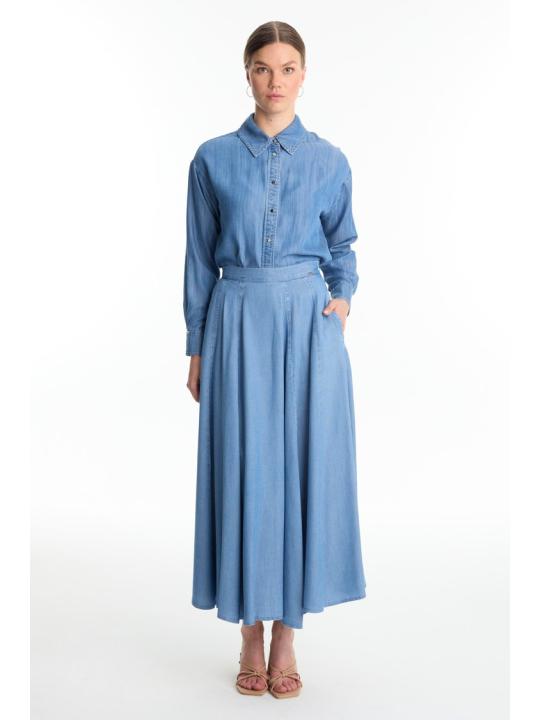 Jupe en jean à poche taille haute ETK-0144