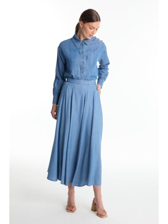 Jupe en jean à poche taille haute ETK-0144