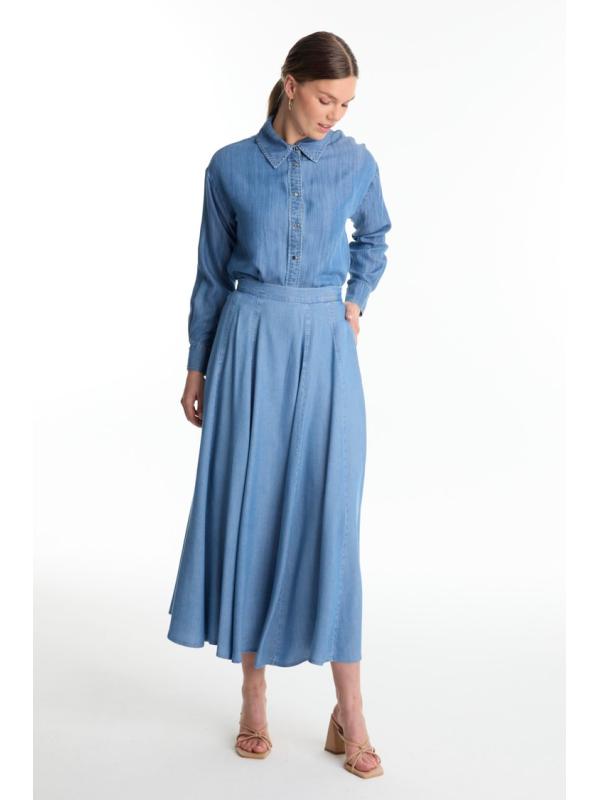 Jupe en jean à poche taille haute ETK-0144