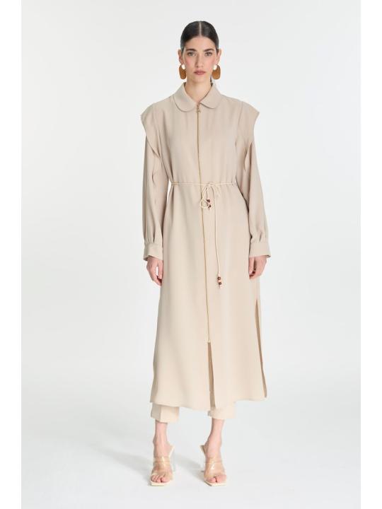 Tunique zippée à col chemise avec cordon de serrage GÇ-0274